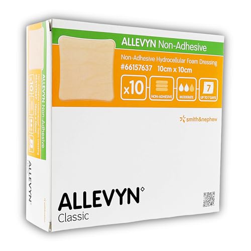 Allevyn - Apósito no adhesivo de 10 x 10 cm, 10 unidades por paquete