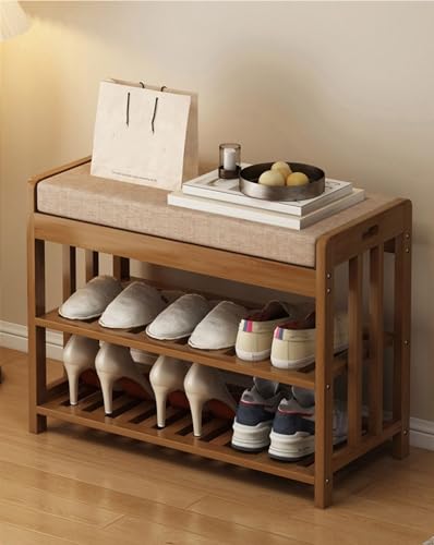 Banc de Rangement à Chaussures avec Siège Rembourré Double Couche - 2