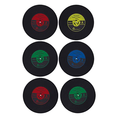 Dessous de verre en forme de disque en vinyle rétro pour table basse 6PCS
