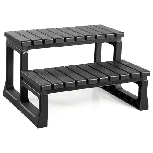 VEVOR Escalera de Piscina de 2 Peldaños para Bañera, PP, para Piscinas Elevadas/Inflables con Capacidad de Carga de 145,15 kg, Versátil para Porches, Patios y Autocaravanas, 610 x 535 x 365 mm