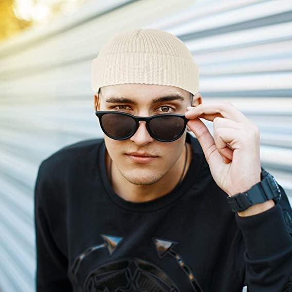 SYOSI 4 Pieces Trawler Beanie Watch Hat Roll up Edge Skullcap Fisherman Beanie Unisex