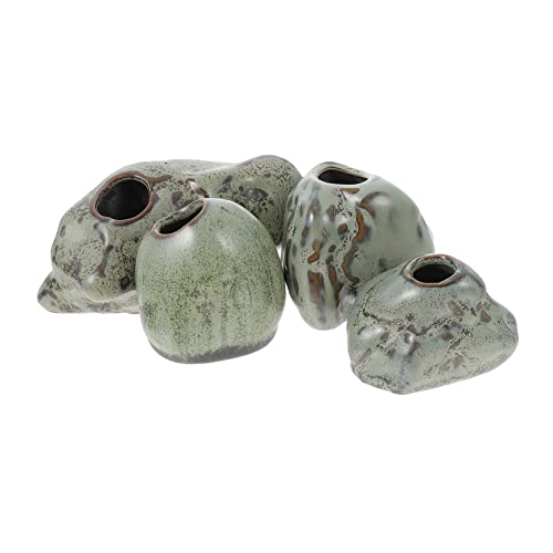 WEKADRIN 4 Piezas Florero Roca Mini Grandes Macetas De Jardín Platillos De Terracota Decorativo Decoración De Terracota Macetas Grandes para Plantas De Exterior Maceta De Terracota Cerámica