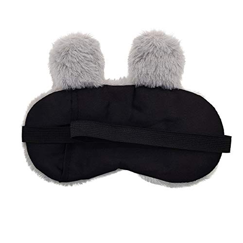 Image of Jenna Cute Gel Fur Sleeping Eye Shade Mask Cover for Insomnia, Meditation, Puffy Eyes and Dark Circles Kitty Grey