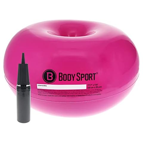 Body Sport Donut Ball, Purple, 17.7 in. x 9.8 in. – Durable, Inflatable Exercise Ball for Balance & Stability Training, Yoga, & Pilates Workouts – Use in Home, Office, Gym, or Classroom Cover
