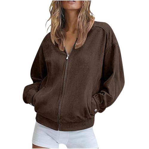Cozy Coffee Medium Women's Zip Up Jacket – Lightweight and Casual with Slant Pockets - Image 4