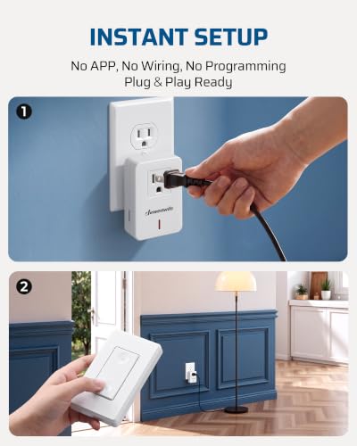 Image of DEWENWILS Remote Control Outlet Switch, 100 Feet Range, No Wiring Needed