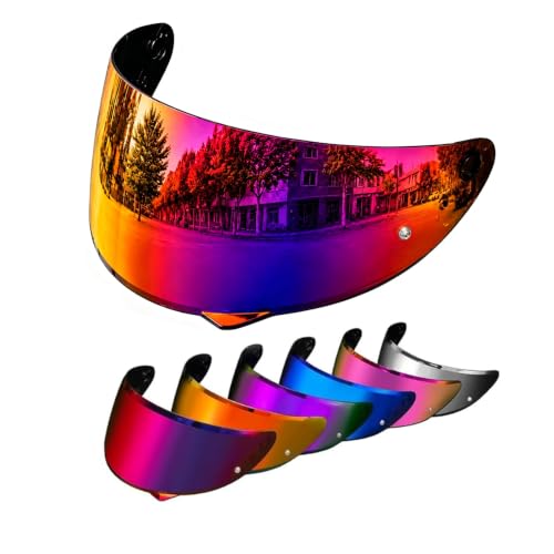 Image of PSLER Shatterproof Motorcycle Helmet Visor for HJ-34P C10,Deep Purplish Red | Impact-Resistant,UV400 Protection, Motorcycle Tinted Face Shield for HJ-34P C10,Visor Replacement