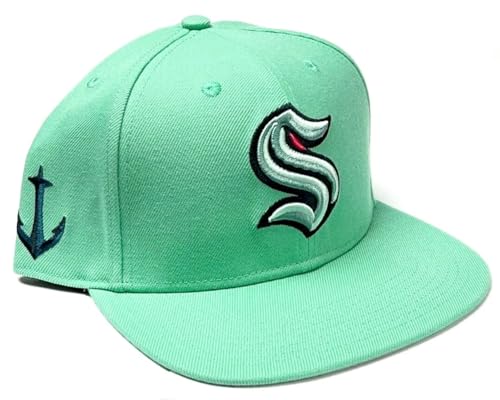 '47 Seattle Kraken Sure Shot Captain Tiffany Blue Flat Hat Cap Adult Snapback Adjustable