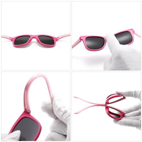 LIU·WEN Kids Polarized Sunglasses for Boys Girls - Square Flexible TPEE Rubber Frame Toddler Shades for Age 2-74