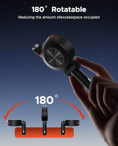 Retractable Car Charger, KOOPAO 69W 4 in 1 Fast Phone Car Charging Adapter, Multi USB C PD - image 6