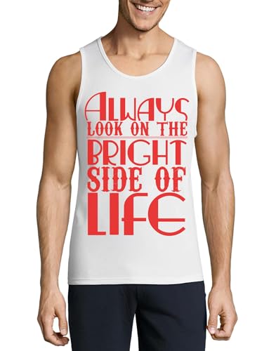 Camiseta sin mangas de algodón Always Look On The Bright Side color blanco de tirantes para hombre