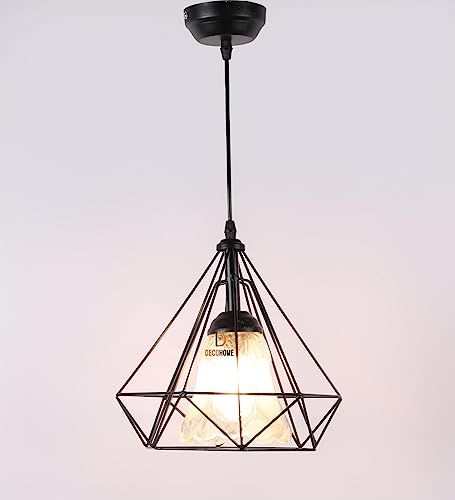 Image of DECOHOME Modern Hanging Ceiling Lamp Lights for Home & Decor | Premium Finish Pendant Light for Living Room, Bedroom & Dining Area | Stylish Indoor Lighting | Chandelier Lights (Diamond-Black)