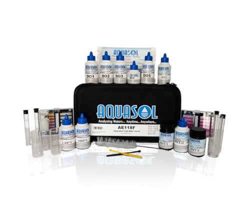 Image of AQUASOL AE118F Aquaculture Fresh Water Test Kit for Fish Pond & Hatchery | Tests pH, Dissolved Oxygen, Ammonia, Nitrite & Nitrate | Colour Comparator Method (800 Test Total)