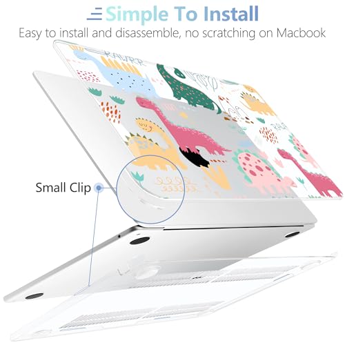 Image of MEEgoodo for M5 /M4 /M3 /M2 MacBook Air 15 inch Case 2026 2025 2024 2023, Case Fit Model (A3448 /A3241 /A3114 /A2941) for MacBook Air 15.3 inch, Cute Dinosaurs
