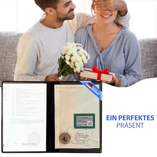 \KFZ Dokumentenhülle von GHADA – Stabiles 2-Fach PVC-Etui für Fahrzeugschein – Kartenhülle mit hoher Qualität – Deutsche Herstellung – Schwarz