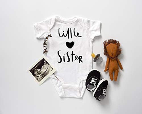 Olive Loves Apple Little Sister With Heart Bodysuit For Baby Girls Sister Sibling Outfits Purple Bodysuit 6 Months #TOP2