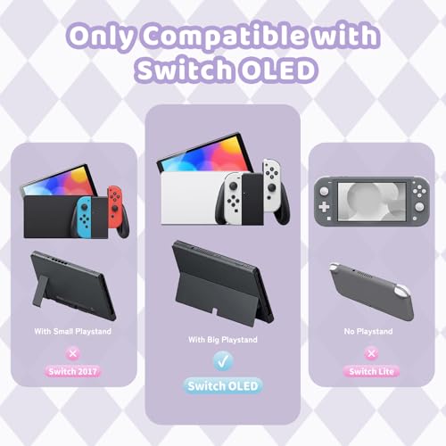 Image of Kuitmor Protective Shell for Switch OLED,Slim Cute Pattern Dockable Cover Case Compatible with Switch OLED,Anti-Scratch and Shock-Absorption Design Cover Skins for Joystick(Kuromi)