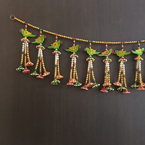Image of Handmade Door Hanging Moti Latkan Style Bandarwal Toran (TMS-06) -Diwali New Year Inauguration Wedding Festival Home Decor Pooja (40 Inch X 6 Inch)