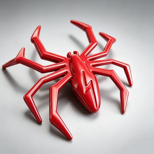 Image of 3D Spider Chrome Emblem Badge Sticker Decoration for Car, Truck, Motorcycle, RV, Scooter, SUV, Door, Window (Red Flash Spider)