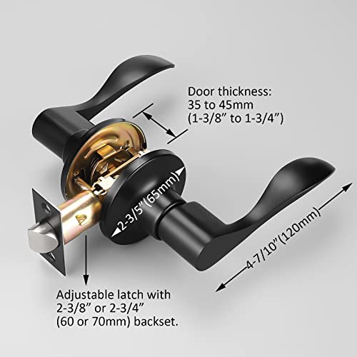 Gobekor 5 Pack Matte Black Passage Door Levers Interior Door Handles For Hallway And Closet Door Lock Keyless Wave Lever Door Handles #TOP6