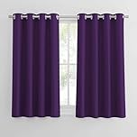PONY DANCE Purple Short Curtains for Bedroom - Blackout Thermal Insulated Curtains 54 Inch Drop for Window Treatment Energy Saving Drapes with Eyelets, 2 Panels, W46 X L54