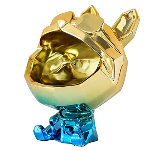 KITCISSL Taschenleerer Ornament Schmuckaufbewahrung Schmuck Tablett, Dekoschalen Wohnzimmer Modern Großer Mund Hund Teller mit Goldbrillen, Wohnkultur Candy Box Harz Tray (Color : Blue) Cover