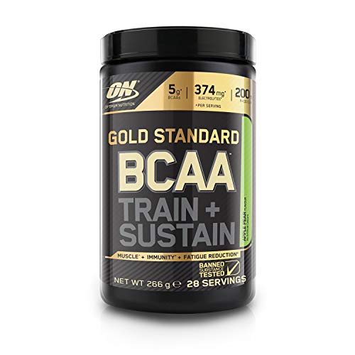 Optimum Nutrition Gold Standard BCAA, Acides Aminés en Poudre, Complément Alimentaire avec Vitamine C, Zinc, Magnésium et Electrolytes, Saveur Pomme Poire, 28 Portions, 266g, l'Emballage Peut Varier