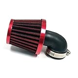 MYK 35mm Air Filter 50cc 2 Stroke 90 degree angled Scooter Motorcycle ATV Pocket Bike (Red)