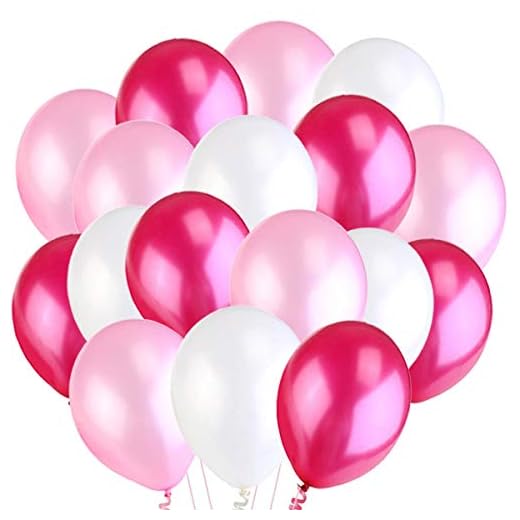 50 Ballonger Rosa Vit Fuchsia, Premium Helium Ballonger 14"/36cm Tjocka Latex Ballonger av 3,2g. Festdekorationer och Tillbehör för Födelsedag, Baby Fest eller Bröllop.