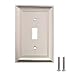 AmazonBasics Single Toggle Light Switch Outlet Wall Plate, Satin Nickel, 3-Pack