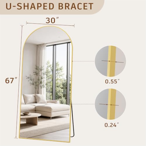 Image of Koonmi 67x30 Arched Full Length Mirror, Floor Mirror with Stand