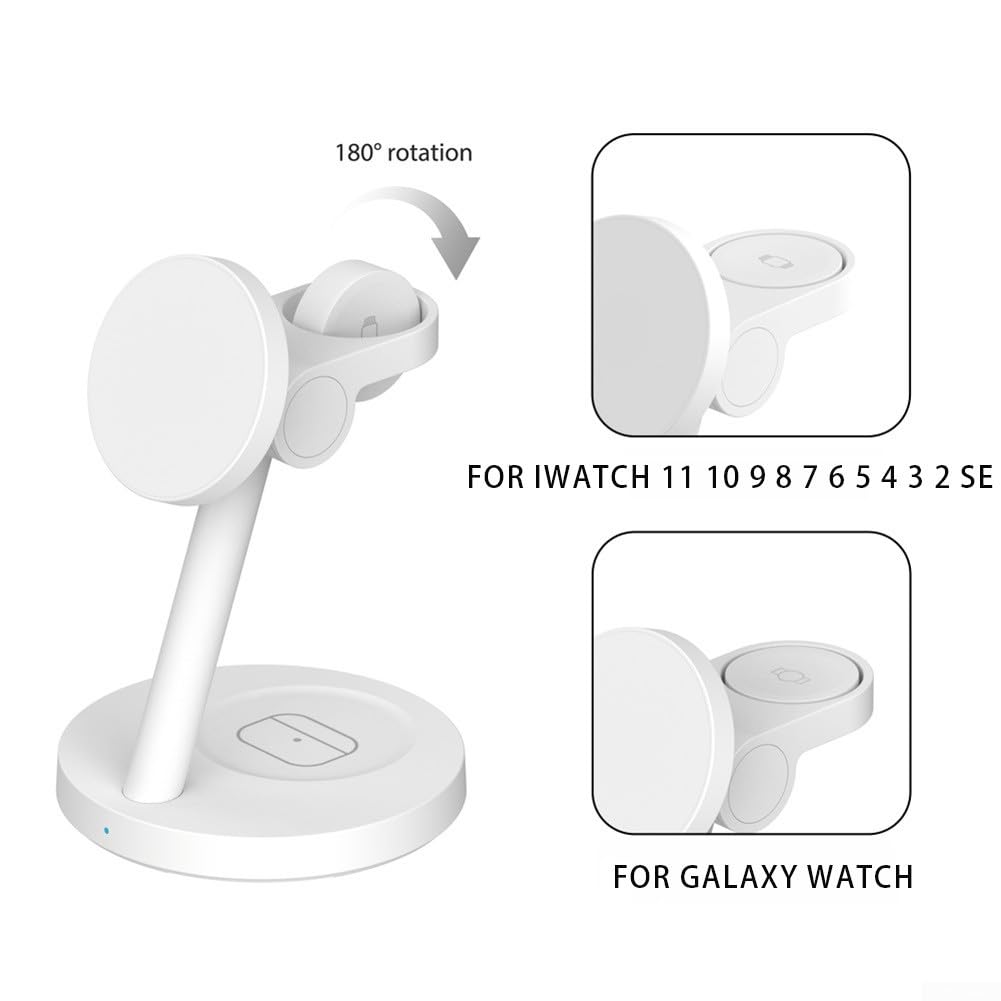 Caricabatterie wireless triplo da 25 W per Samsung Galaxy Series S26 S25 S24 S23 Fold Flip e compatibile con modelli Galaxy Watch (bianco)