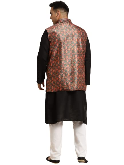 Image of SOJANYA (Since 1958, Men's Silk Blend Grey Kurta Pyjama & Silk Blend Jacket Combo