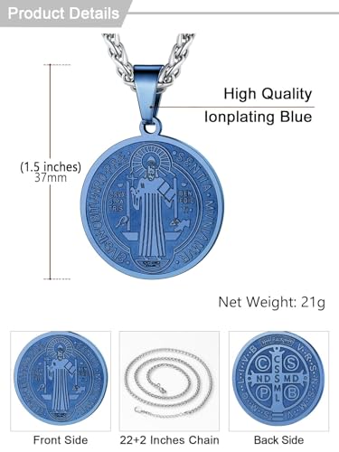 Image of U7 Saint Michael Necklace for Men,Stainless Steel /18K Gold Plated St Michael Archangel /Saint Benedict /Saint Christopher Pendant Amulet Necklace for Men Women