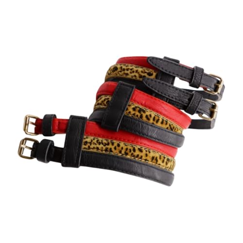 Women 3 Skinny Connected Fashion Belt Hip Waist Black Red Leopard Gold Double Buckles S M z1942