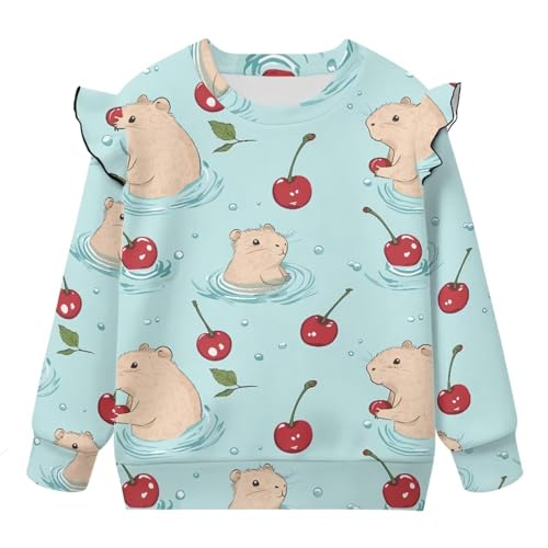 Girls Ruffle Crewneck Pullovers Casual Long Sleeve Pullover Tops Outwear Teen Girl Pullover for 1-8 Years