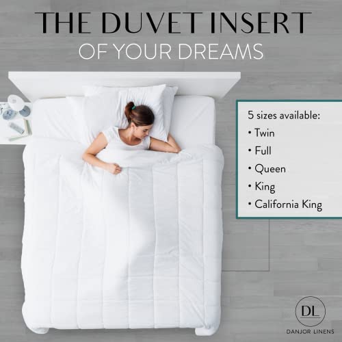 Image of Danjor Linens Duvet Insert King - Lightweight Down Comforter for King Size Bed - Cooling, Microfiber, Down Alternative Fill - Machine Washable, White