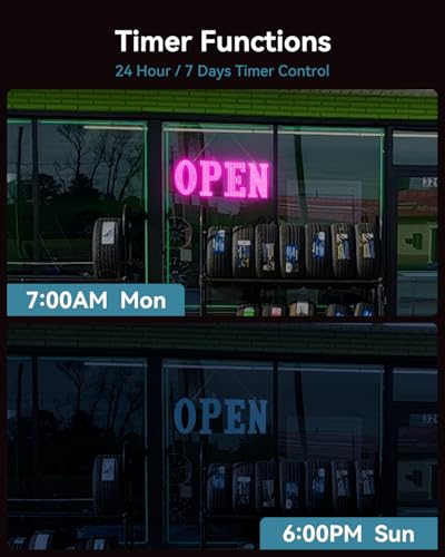 Image of Open Sign for Business, 30 inchx10 inch Jumbo Open Sign with Timer and Remote Control, Dynamic Light Modes Led Signs for Storefront Window Bar Salon Cafes Retail Shops Pink