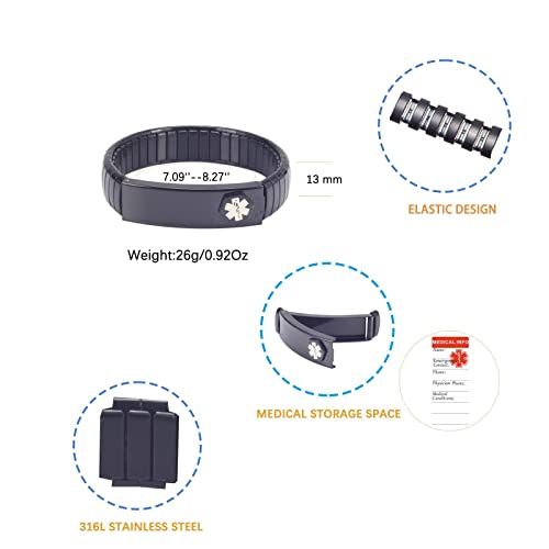 EnerCoppeX SOS Medical Alert PersonalizedID Medical life-emergency stainless bracelet for all people to travel &daily in case of urgency (7.48 inches - Image 2