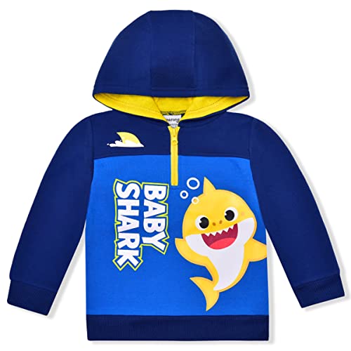 Nickelodeon Baby Shark Boys Half Zip Up Pullover Hoodie For Toddler – Navy/Yellow #TOP12