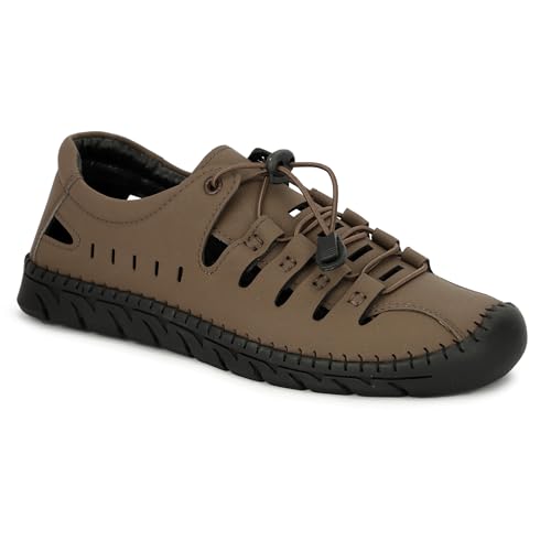 Image of Robbie jones Men's Casual Breathable Lace-up Sandals, Black, Comfort Walking Shoes