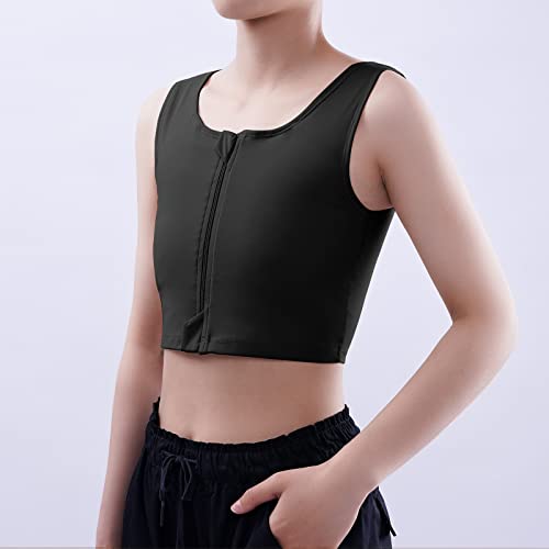 Women Transgender FTM Chest Binder Zip Up Breathable Half Binder Bra3