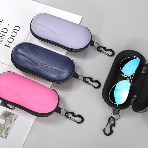 Image of MoKo Semi Hard Shell Sunglasses Case, Unisex Protective Eyeglass Case Glasses Case Holder with Metal Hanging Hook