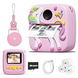 Kids Camera Instant Print, Christmas Birthday Gifts for 3 4 5 6 7 8 9 Year Old Boys Girls, 1080P Kids Digital Camera Toddler Boys Girls Toys Age 3-9 Pink