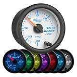 GlowShift White 7 Color 15 PSI Boost/Vacuum Gauge