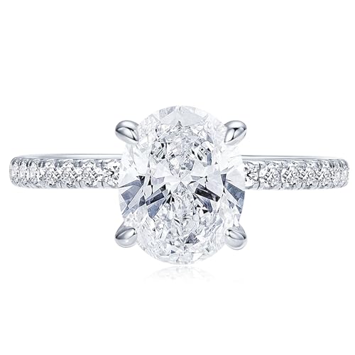 3CT Oval Cut Moissanite Engagement Ring for Women D Color Oval Cut VVS1 925 Sterling Silver Classic 4 Prong Ring Gifts for Wedding Anniversary Promise Rings