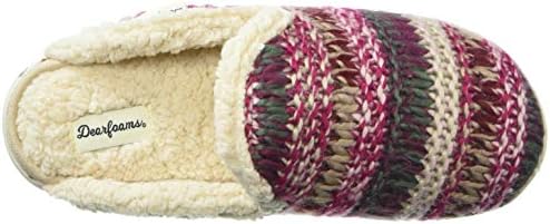 Dearfoams Women's Multicolor Textured Knit Suff with Wide Widths Slipper, Cabernet, Small Wide Wide US | Image 3