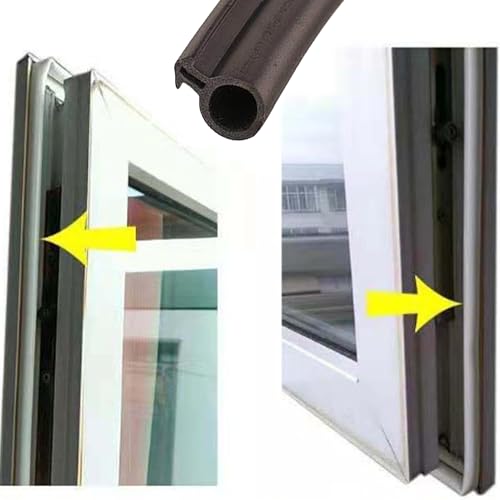 SQAQS 10m Fensterdichtung Kieselgel Ersatzdichtung Tür- Und Fensterdichtung, Selbstklebender Streifen Typ O, Fenster-Zugluftstopperband, Wetterleiste, Geeignet für Türspalte von 5-7mm (schwarz)