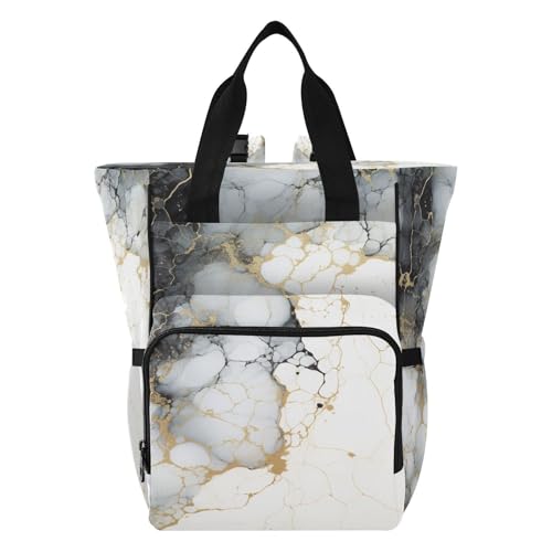 Sac à dos à langer marbre blanc finition artistique et chic
