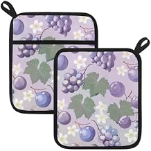 2 Pack Grape Fruit Pot Holder with Loop, Heat Resistant Oven Pads, Hot Pat for Kitchen Cooking Baking Food